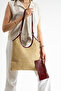 Silvia Model Claret Red Women's Hand and Shoulder Bag with Straw Wallet