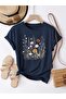Women's Navy Blue Saplings Printed Oversize T-Shirt