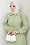 Mint Green Dress with Zipper Ruffle Detail - 4