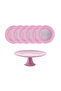 Pastel 7 Piece Glass Cake / Dessert Set Pink - 6