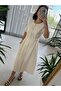 Ms Muslin Zippered Cream Dress - 7