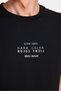 Men's Slim Fit Slim Fit 100% Cotton Soft Texture Printed Black Crew Neck T-Shirt - 3