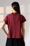 Stand Collar Cotton T-Shirt 19588 Bordo - 4