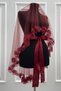 Burgundy Vip Bridal Veil Set, Luxury Laced Glass Bead Pearl Stitched Henna Veil Cover Set 6 Pieces - 6