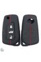 Toyota Compatible Corolla, Auris, Yaris, Avensis, Verso, Hilux, Patterned Silicone Key Cover (Black Red)