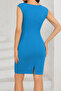Blue Women's Keyhole Collar Sleeveless Short Crepe Fabric Dress - 2