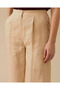 Linen Look Pleated Detail Wide Leg Trousers - 6