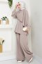 Shawl Collar Beige Double Set - 2