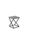 طاولة خدمة مربعة بتصميم عصري تتميز بسطح رمادي شبيه بالخرسانة وقاعدة معدنية سوداء متقاطعة. - 2