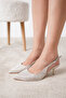 Lai̇la Twinkle Patterned Women's Low Heeled Stiletto - 5