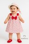 Baby Girl Heart Patterned Bow Summer Dress Hat Set - Red and White Cotton Baby Dress - 2