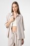 Beige Linen Blended Women's Shirt