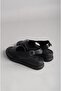 Seç 264 Genuine Leather Wedge Heel Sandals (Heel Height: 4cm) Black - 5