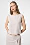 Beige Linen Blend Women's Blouse
