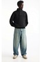    Oversize Half Zip Collar Basic Sweatshirt - Black - 3