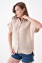 100% Cotton Button Detail Summer Muslin Bat Shirt Bluz Mg-204 - 4
