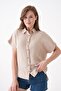 100% Cotton Button Detail Summer Muslin Bat Shirt Bluz Mg-204 - 2