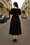 Balloon Sleeve Flared Evening Dress - 6