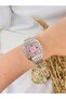Retro Vintage Square Roman Numeral Silver Inside Pink Women's Wristwatch
