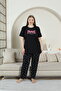Cotton Plus Size Pajama Set Paris Printed Bottom Heart