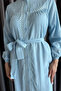Blue Buttoned Ruffled Waist Belt Detailed Hijab Dress - 4