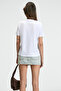 Kariva Women's Crew Neck Short Sleeve Front Print Detail Regular Fit White / Pattern T-Shirt - 6