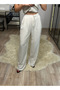 Emily Beige Bamboo Linen Asymmetrical Halter Neckline Blouse Pants Suit - 5