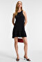Lalev women's round neck sleeveless hemline ruffled mini black dress - 3