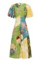 Avery Spliced Midi Linen Dress Multicolor