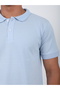 Blue Men's Polo Neck Soft Textured Cotton Pique Fabric Slim Fit Tight Cut - 3