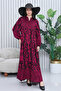 Women's Katkat Patterned Plus Size Viscose Hijab Dress Fuchsia - 6