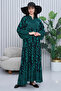 Women's Katkat Patterned Plus Size Viscose Hijab Dress Green