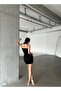 Waist Detailed Thin Strap Mini Dress Black 582188 - 4