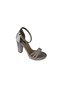 Yazkiş Women's Black Silver Satin 3-Stripes Stone 10cm Thick Heel 2cm Platform Heel Evening Dress Shoes