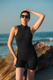 Women's Double Strap Dress Swimsuit with Internal Tights - 4