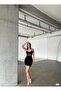 Waist Detailed Thin Strap Mini Dress Black 582188 - 3