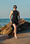 Women's Double Strap Dress Swimsuit with Internal Tights - 2