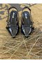 Melinta Patent Leather Cross Strap Buckle Women's Block Heeled Shoes - 6