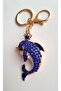 Luxury Gift Zircon Stone Cobalt Blue Cute Dolphin Keychain - Bag Charm - Bag Charm 11.5 cm - 3
