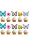 Set of 15 Toothpick Cake Decorations with Flower and Butterfly Figures, Cupcake Toothpicks, Cocktail Toothpicks, Promise, Engagement, Birthday, Cocktail, Invitation and Presentation Cake Decoration, Thick Paper - 2
