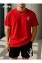 Life Wish Printed Cotton Fabric Men's Red T-Shirt-Black Shorts Set - 2