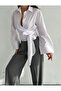 Diamond Women's 100% Cotton Woven White Double Breasted Shirt