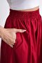 Long Double Pocket Elastic Waist Poplin Anti-Sweat Fabric Flared Skirt Length (90) cm - 4