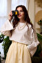Butter Yellow Duck Linen Single Button Skirt - 3