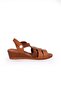 Women's Leather Sandals - Tan Brown Color - D25Ys-2735 - 2