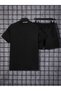 Colorful Smiley Face T-Shirt Shorts - Black Shorts T-Shirt Top and Bottom Set Printed Crew Neck - 2