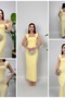 Yellow Maxi Length Collar Long Dress with Stone Details - 6
