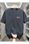 Rooster Printed Smoked Cotton T-Shirt - Oversize Crew Neck Short Sleeve T-Shirt