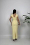 Yellow Maxi Length Collar Long Dress with Stone Details - 7