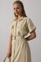 Belted Pocket Detailed Half Sleeve Dress - Ecru - 4